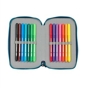 Double Pencil Case Munich Nautic Navy Blue 12.5 x 19.5 x 4 cm 28 Pieces