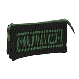 Triple Carry-all Munich Caviar Black 22 x 12 x 3 cm
