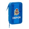 Double Pencil Case R. C. Deportivo de La Coruña Blue 12.5 x 19.5 x 4 cm (28 Pieces)