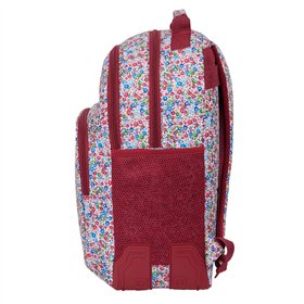 School Bag Nait Nait Flowers Burgundy 32 x 42 x 15 cm