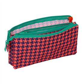 Holdall Nait Nait Pata de gallo coral Coral 22 x 12 x 3 cm