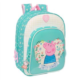 School Bag Peppa Pig Pretty flowers Yellow Mint 26 x 34 x 11 cm