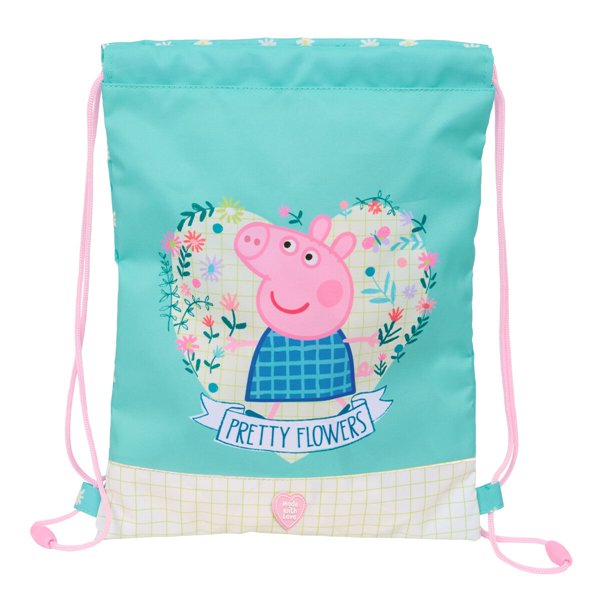 Backpack with Strings Peppa Pig Pretty flowers Yellow Mint 26 x 34 x 1 cm