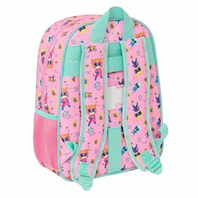 School Bag SuperKitties Pink Turquoise 26 x 34 x 11 cm