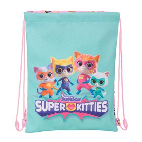 Backpack with Strings SuperKitties Pink Turquoise 26 x 34 x 1 cm