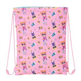 Backpack with Strings SuperKitties Pink Turquoise 26 x 34 x 1 cm