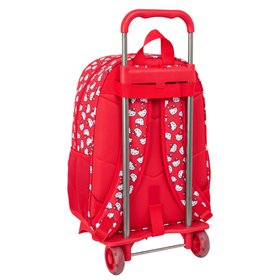 School Rucksack with Wheels Hello Kitty Iconic White Red 33 x 42 x 14 cm