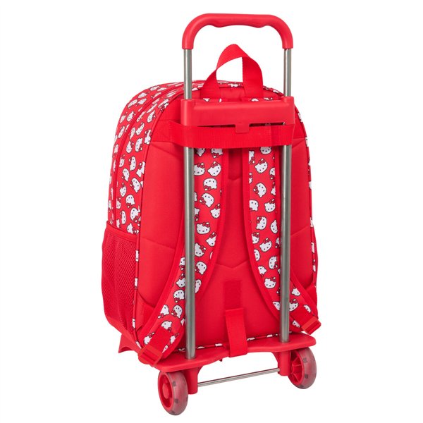 School Rucksack with Wheels Hello Kitty Iconic White Red 33 x 42 x 14 cm