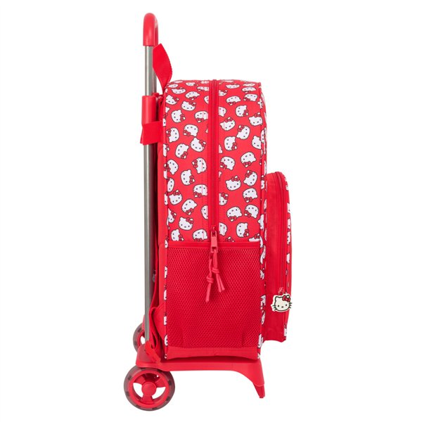 School Rucksack with Wheels Hello Kitty Iconic White Red 33 x 42 x 14 cm