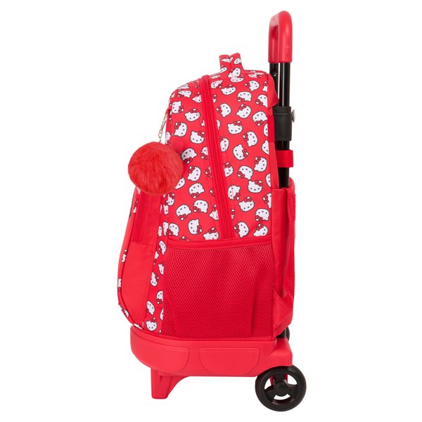 School Rucksack with Wheels Hello Kitty Iconic White Red 33 x 45 x 22 cm