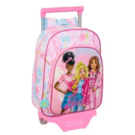 School Rucksack with Wheels Barbie Painterly Pink Sky blue 26 x 11 x 67 cm 26 x 34 x 11 cm