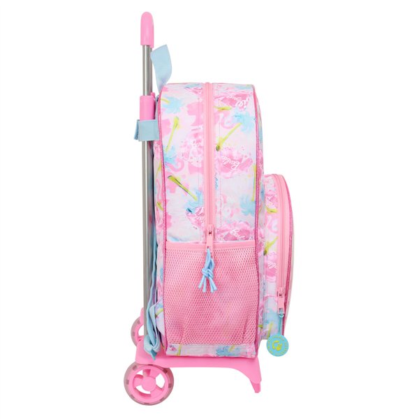 School Rucksack with Wheels Barbie Painterly Pink Sky blue 33 x 42 x 14 cm