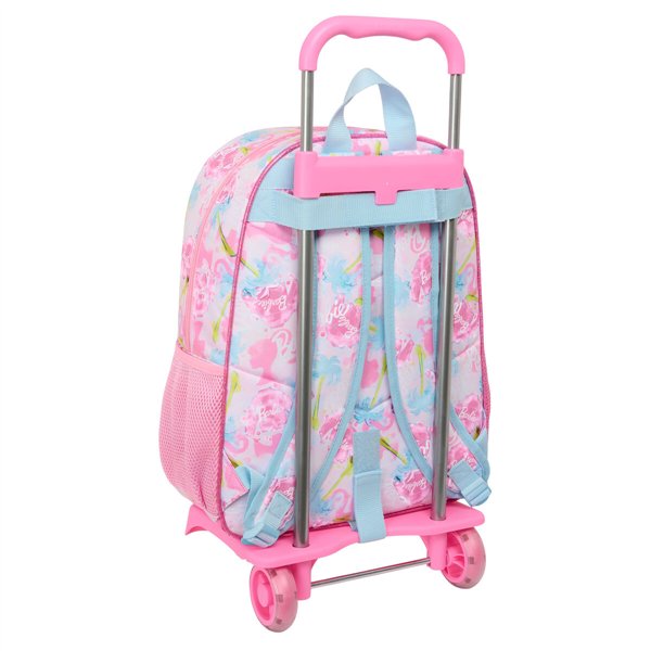 School Rucksack with Wheels Barbie Painterly Pink Sky blue 33 x 42 x 14 cm