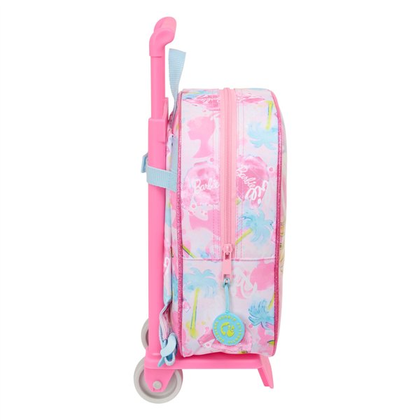 School Rucksack with Wheels Barbie Painterly Pink Sky blue 22 x 27 x 10 cm