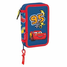 Double Pencil Case Cars Racing Navy Blue 12.5 x 19.5 x 4 cm Double Pencil Case 29 Pieces