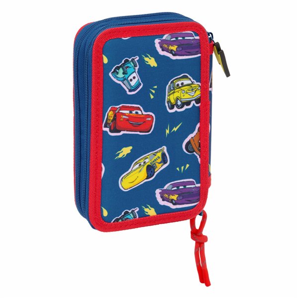 Double Pencil Case Cars Racing Navy Blue 12.5 x 19.5 x 4 cm Double Pencil Case 29 Pieces
