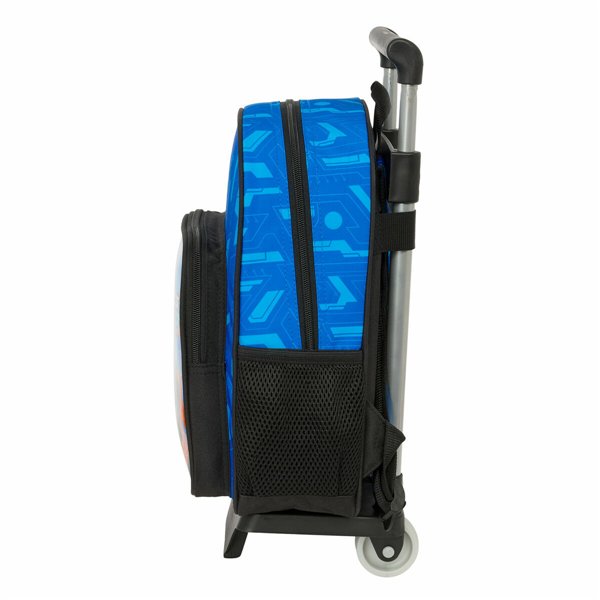 School Rucksack with Wheels Hot Wheels Let's race Blue Black 27 x 10 x 67 cm
