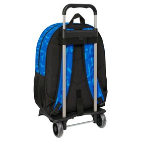 School Rucksack with Wheels Hot Wheels Let's race Blue Black 33 x 42 x 14 cm