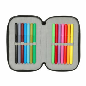 Triple Pencil Case One Piece Pirates Black 12,5 x 19,5 x 5,5 cm 37 Pieces