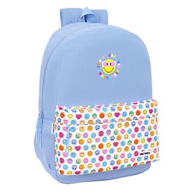 School Bag Smiley Joyful Blue Multicolour 30 x 46 x 14 cm
