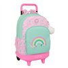 School Rucksack with Wheels Glow Lab Amazing Green Pink 33 x 45 x 22 cm