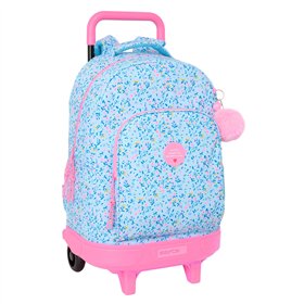 School Rucksack with Wheels Vicky Martín Berrocal Paraíso Blue Pink 33 x 45 x 22 cm