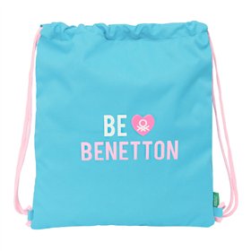 Backpack with Strings Benetton Unique Pink Turquoise 35 x 40 x 1 cm