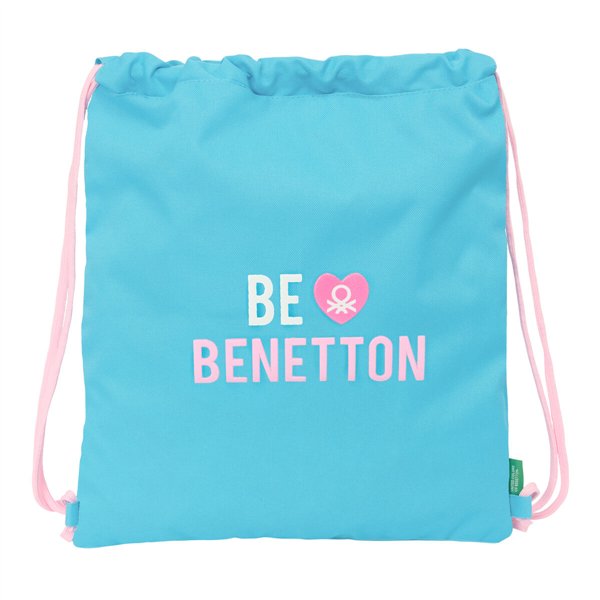 Backpack with Strings Benetton Unique Pink Turquoise 35 x 40 x 1 cm