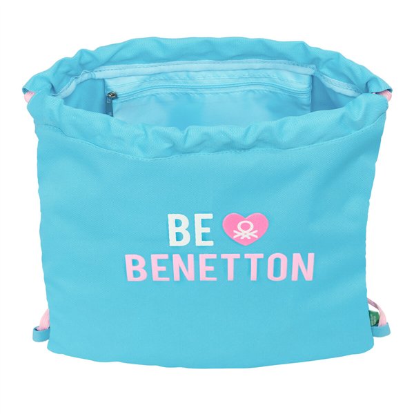 Backpack with Strings Benetton Unique Pink Turquoise 35 x 40 x 1 cm
