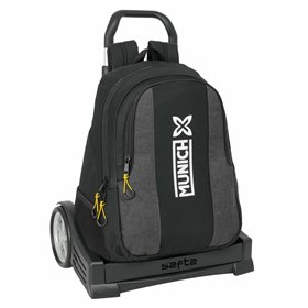 School Rucksack with Wheels Munich Topo Black 32 x 44 x 16 cm