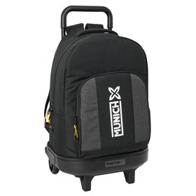School Rucksack with Wheels Munich Topo Black 33 x 45 x 22 cm