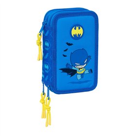 Triple Pencil Case Batman Blue 12,5 x 19,5 x 5,5 cm 37 Pieces