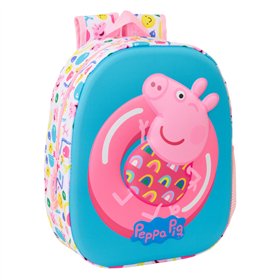Child bag Peppa Pig Blue White Pink 27 x 33 x 10 cm 3D