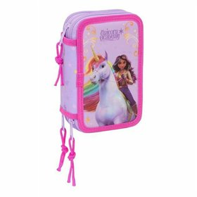 Triple Pencil Case Unicorn Academy Lilac 12,5 x 19,5 x 5,5 cm 37 Pieces