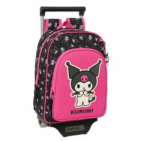 School Rucksack with Wheels Kuromi Black Fuchsia 26 x 11 x 67 cm 26 x 34 x 11 cm