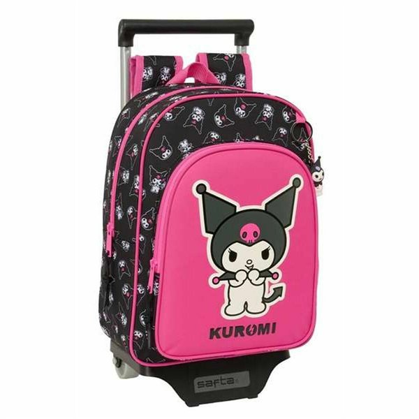 School Rucksack with Wheels Kuromi Black Fuchsia 26 x 11 x 67 cm 26 x 34 x 11 cm