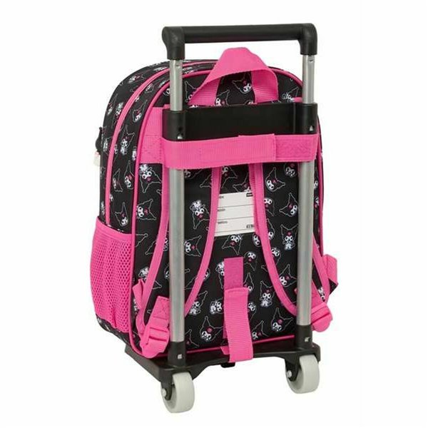 School Rucksack with Wheels Kuromi Black Fuchsia 26 x 11 x 67 cm 26 x 34 x 11 cm