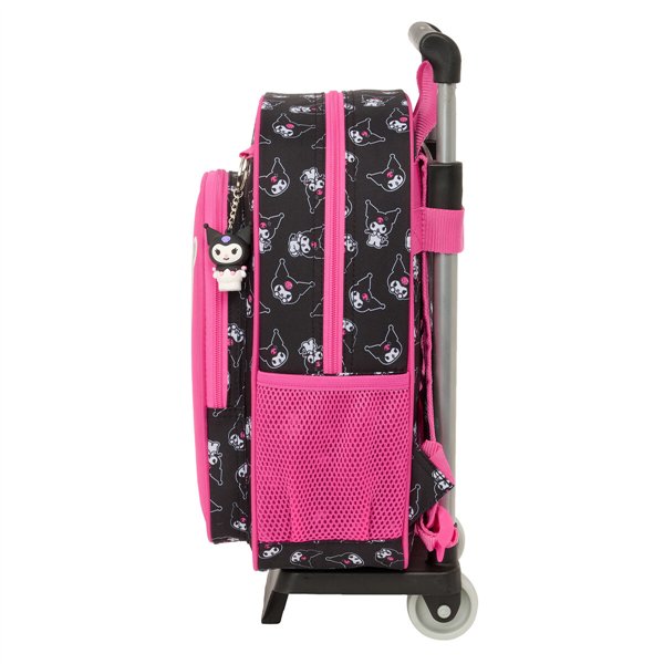 School Rucksack with Wheels Kuromi Black Fuchsia 26 x 11 x 67 cm 26 x 34 x 11 cm