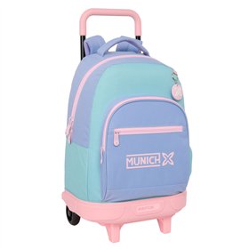 School Rucksack with Wheels Munich Mellow Blue Pink Sky blue 33 x 45 x 22 cm