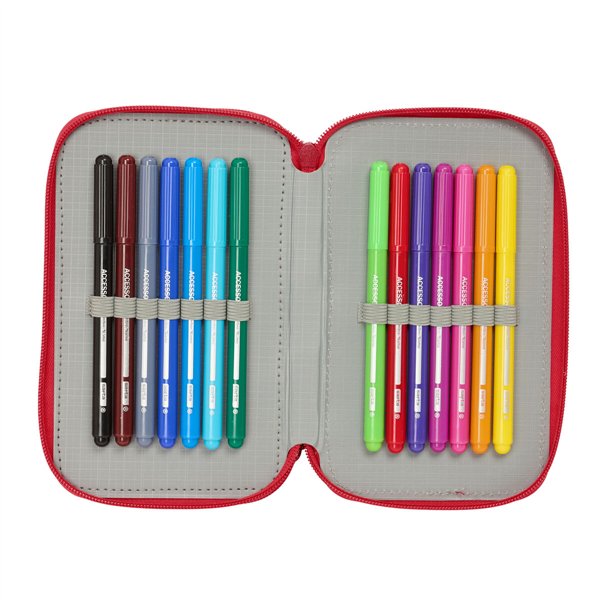 Triple Pencil Case Sevilla Fútbol Club Red 12,5 x 19,5 x 5,5 cm 37 Pieces