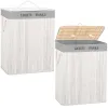 Double laundry basket Springos HA7504 105 L bamboo with lid and handles, two compartments