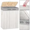 Double laundry basket Springos HA7504 105 L bamboo with lid and handles, two compartments