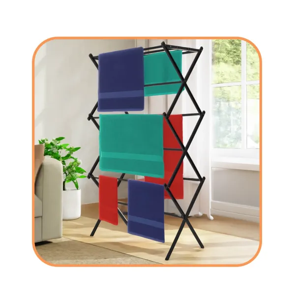 Clothes drying rack Springos HA0210 with adjustable length, telescopic, foldable, black