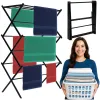 Clothes drying rack Springos HA0210 with adjustable length, telescopic, foldable, black