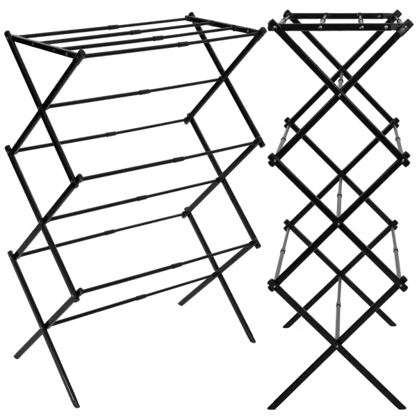 Clothes drying rack Springos HA0210 with adjustable length, telescopic, foldable, black