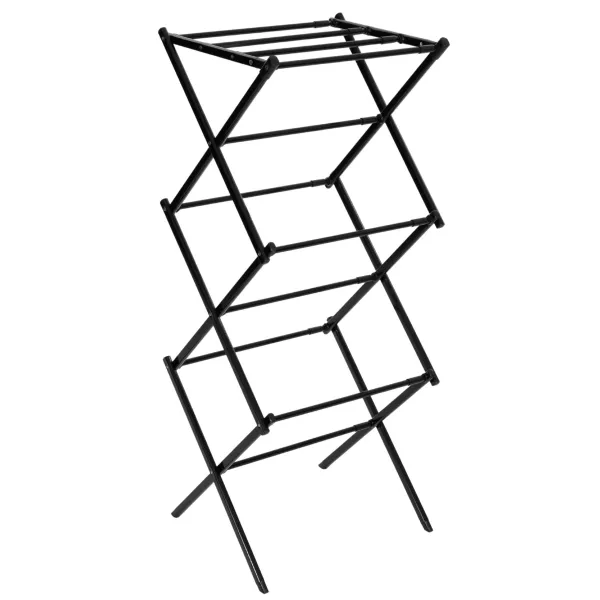 Clothes drying rack Springos HA0210 with adjustable length, telescopic, foldable, black