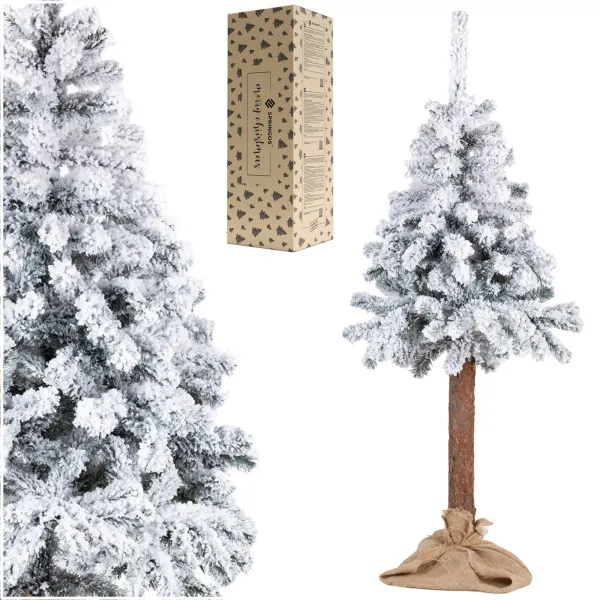 Artificial Snowy Spruce Christmas Tree Springos CT0201 on Trunk, 160 cm