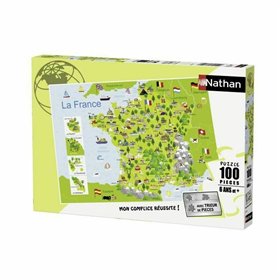 Puzzle Nathan Map of France 100 Pieces (100 Units)