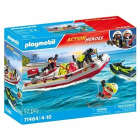 Playset Playmobil Action Heroes - Fireboat and Water Scooter 71464 52 Pieces