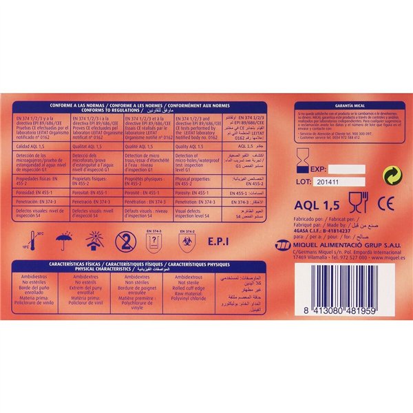 Disposable Gloves Mical VINILO TALLA M M (100 Units)